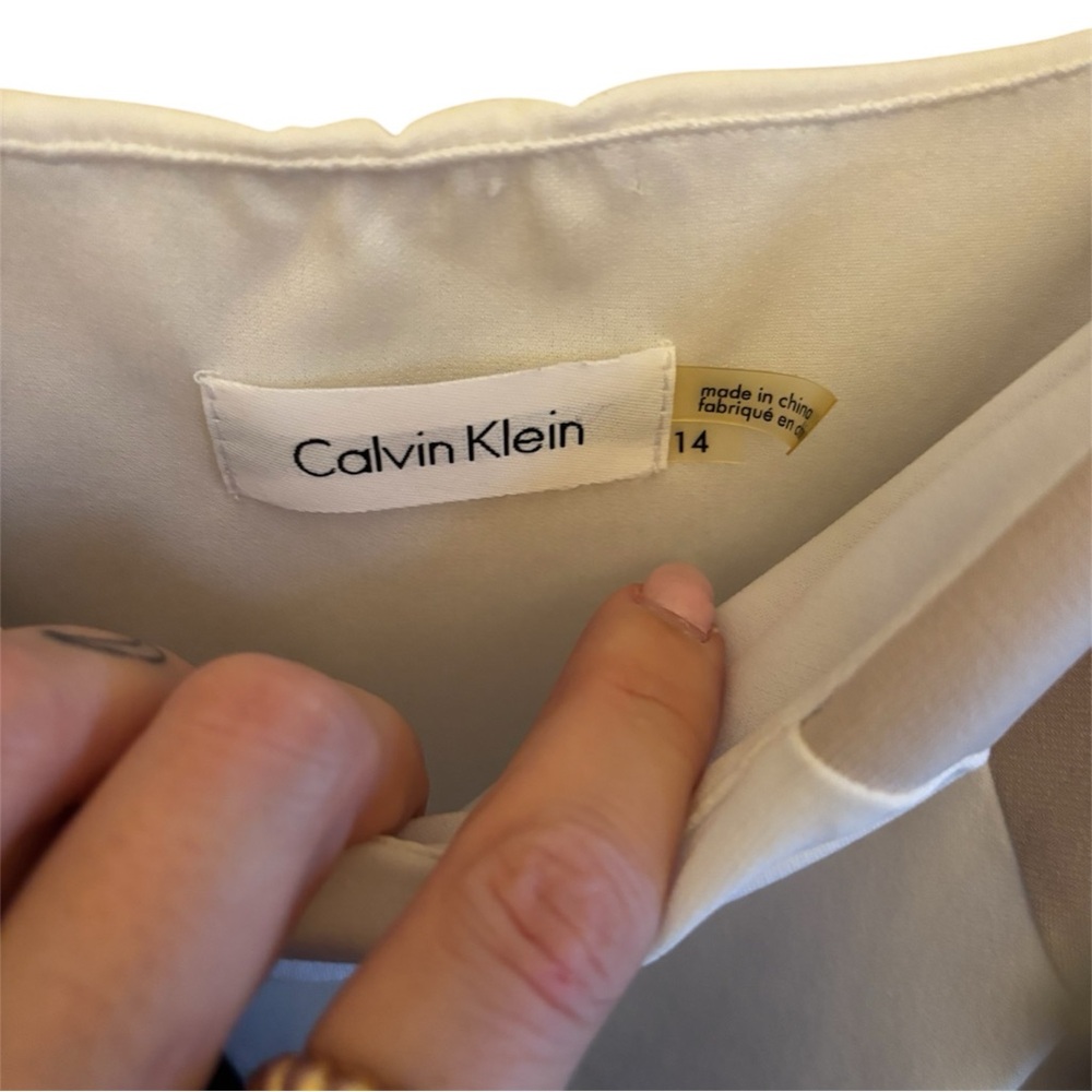 Calvin Klein Black, White & Taupe Colorblock Spaghetti-Strap Midi Dress - Picture 3 of 3